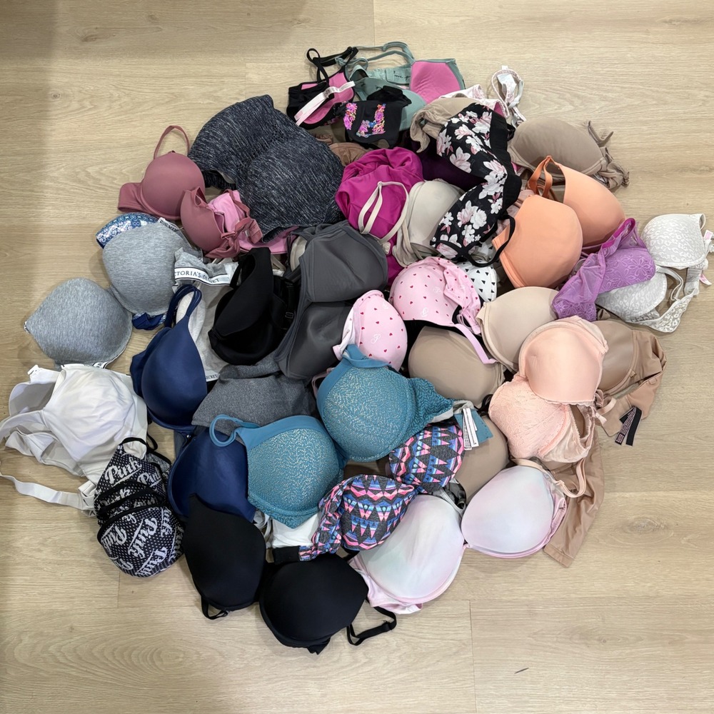 LOT OF 43 - Victorias Secret PINK Bras Wholesale Resale Bundle Mixed Sizes Style